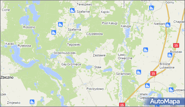 mapa Zastawie gmina Zbiczno, Zastawie gmina Zbiczno na mapie Targeo