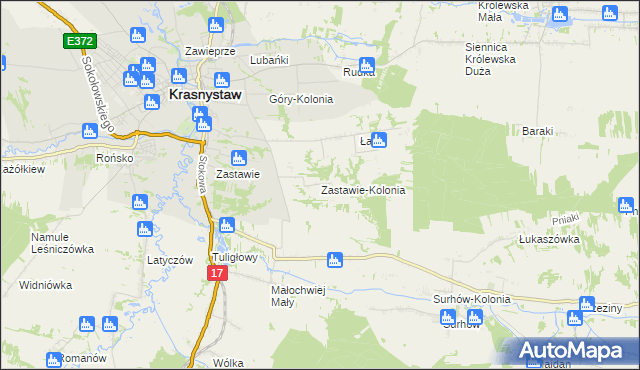 mapa Zastawie-Kolonia, Zastawie-Kolonia na mapie Targeo