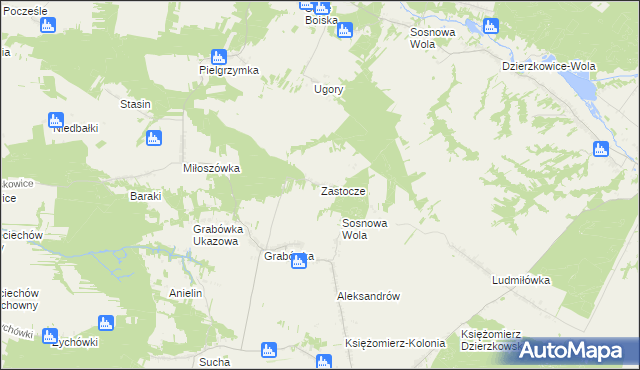 mapa Zastocze gmina Annopol, Zastocze gmina Annopol na mapie Targeo