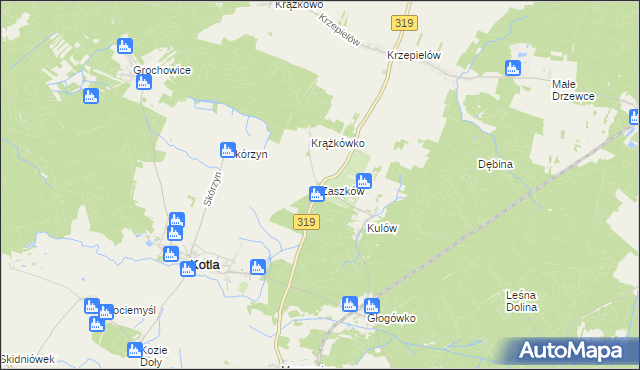 mapa Zaszków gmina Kotla, Zaszków gmina Kotla na mapie Targeo