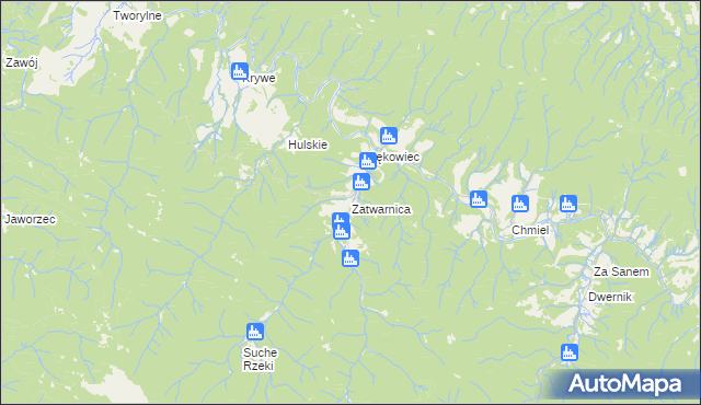 mapa Zatwarnica, Zatwarnica na mapie Targeo