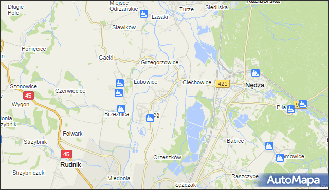 mapa Zawada Książęca, Zawada Książęca na mapie Targeo