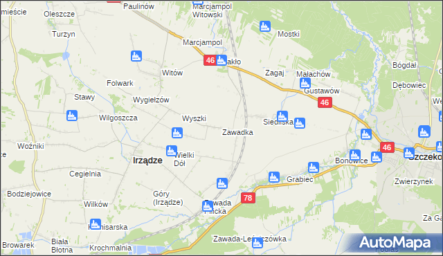 mapa Zawadka gmina Irządze, Zawadka gmina Irządze na mapie Targeo