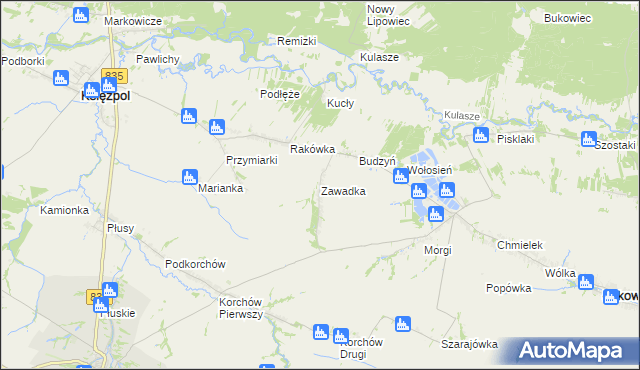 mapa Zawadka gmina Księżpol, Zawadka gmina Księżpol na mapie Targeo