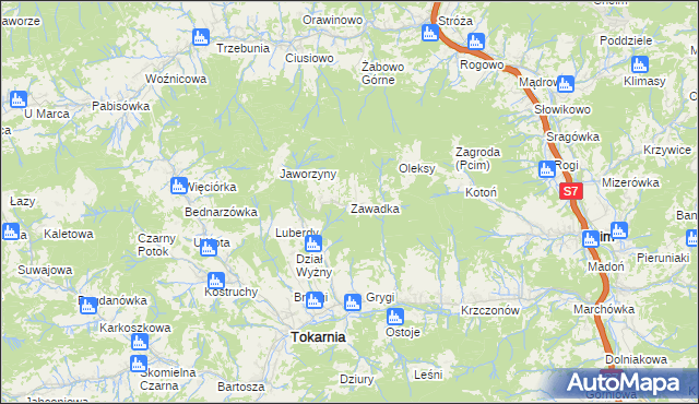 mapa Zawadka gmina Tokarnia, Zawadka gmina Tokarnia na mapie Targeo