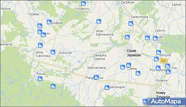 mapa Zawadka Osiecka, Zawadka Osiecka na mapie Targeo