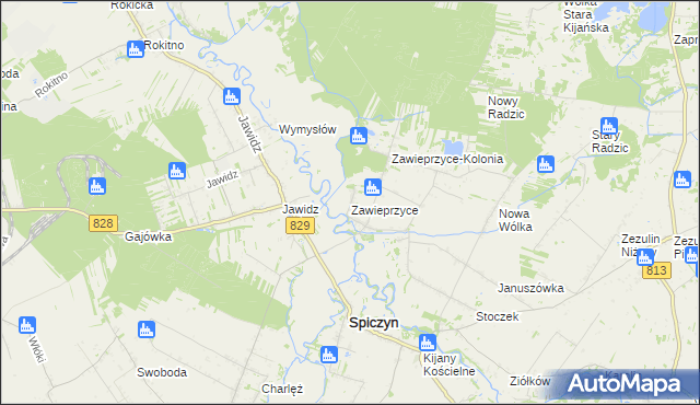 mapa Zawieprzyce, Zawieprzyce na mapie Targeo