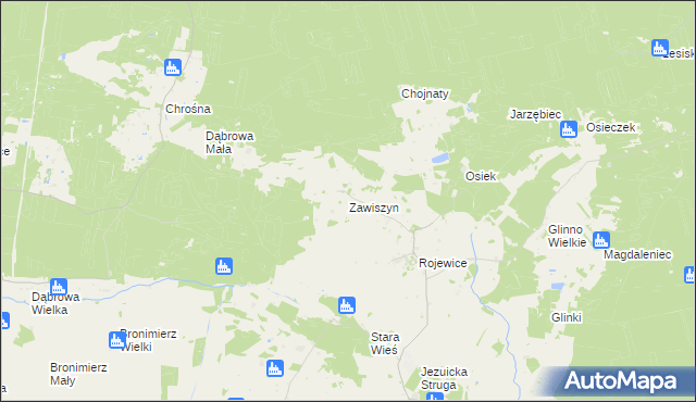 mapa Zawiszyn gmina Rojewo, Zawiszyn gmina Rojewo na mapie Targeo