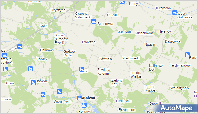 mapa Zawitała, Zawitała na mapie Targeo