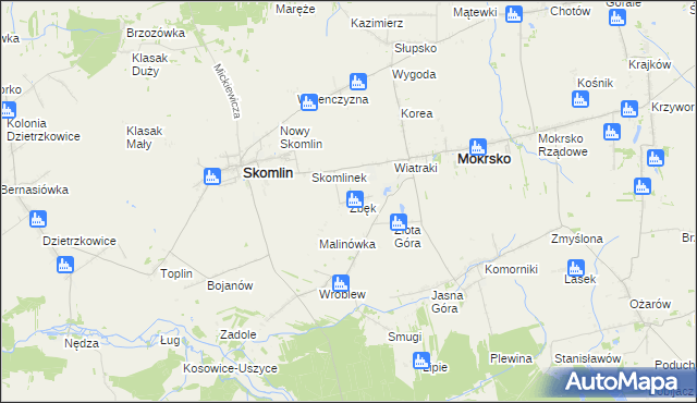 mapa Zbęk gmina Skomlin, Zbęk gmina Skomlin na mapie Targeo