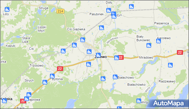 mapa Zblewo, Zblewo na mapie Targeo