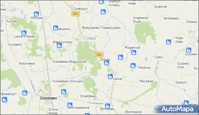 mapa Zbójno gmina Gozdowo, Zbójno gmina Gozdowo na mapie Targeo