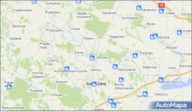 mapa Zborów gmina Solec-Zdrój, Zborów gmina Solec-Zdrój na mapie Targeo