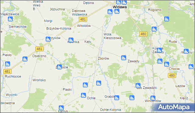 mapa Zborów gmina Widawa, Zborów gmina Widawa na mapie Targeo