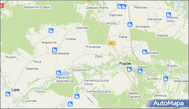 mapa Zbory, Zbory na mapie Targeo