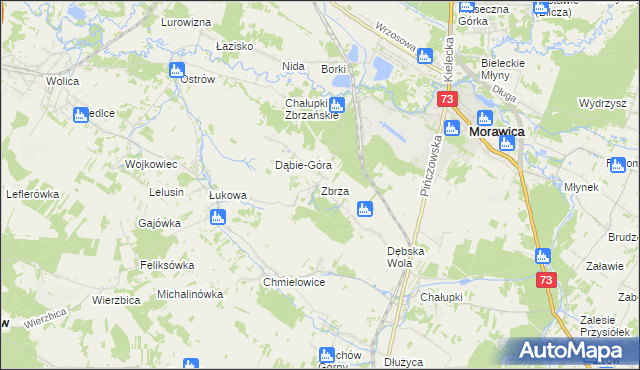 mapa Zbrza gmina Morawica, Zbrza gmina Morawica na mapie Targeo