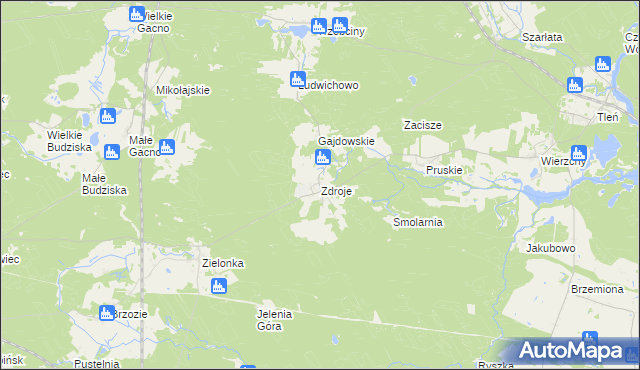 mapa Zdroje gmina Cekcyn, Zdroje gmina Cekcyn na mapie Targeo