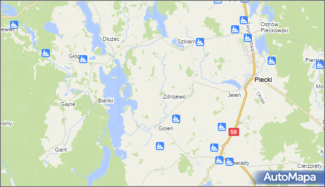 mapa Zdrojewo gmina Piecki, Zdrojewo gmina Piecki na mapie Targeo