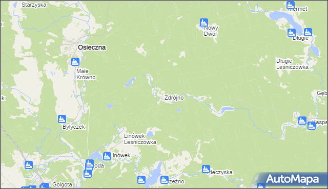 mapa Zdrójno gmina Osieczna, Zdrójno gmina Osieczna na mapie Targeo