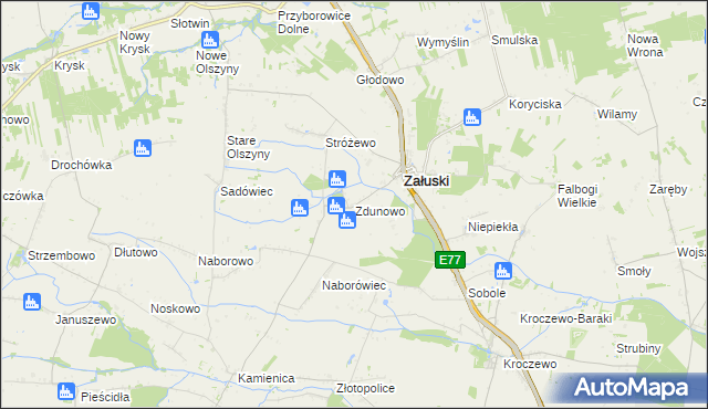 mapa Zdunowo gmina Załuski, Zdunowo gmina Załuski na mapie Targeo