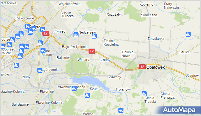 mapa Zduny gmina Opatówek, Zduny gmina Opatówek na mapie Targeo