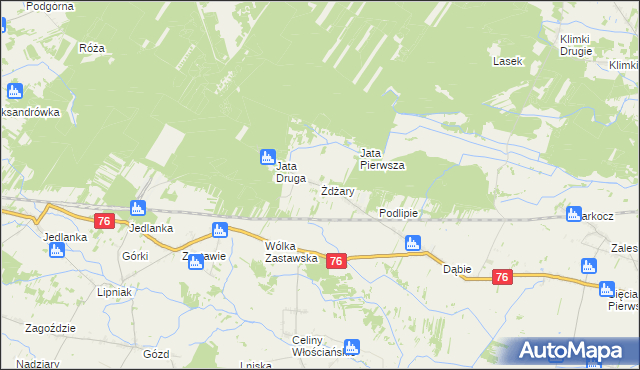 mapa Żdżary gmina Łuków, Żdżary gmina Łuków na mapie Targeo