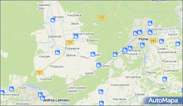 mapa Żdżary gmina Pionki, Żdżary gmina Pionki na mapie Targeo