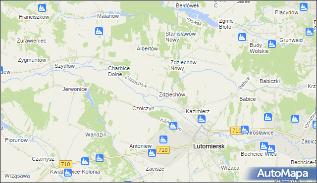 mapa Zdziechów gmina Lutomiersk, Zdziechów gmina Lutomiersk na mapie Targeo