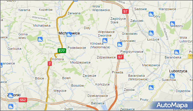 mapa Zdzięsławice, Zdzięsławice na mapie Targeo