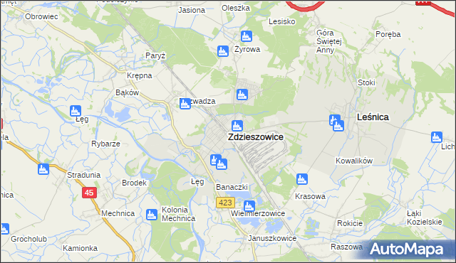 mapa Zdzieszowice, Zdzieszowice na mapie Targeo