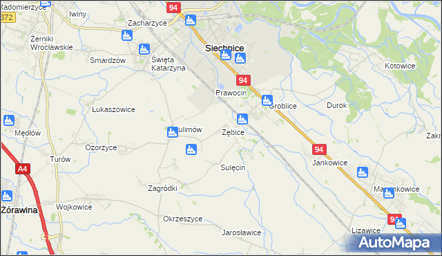 mapa Zębice, Zębice na mapie Targeo