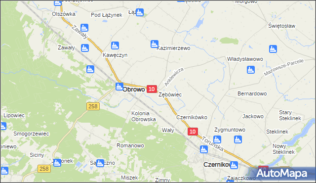 mapa Zębówiec, Zębówiec na mapie Targeo