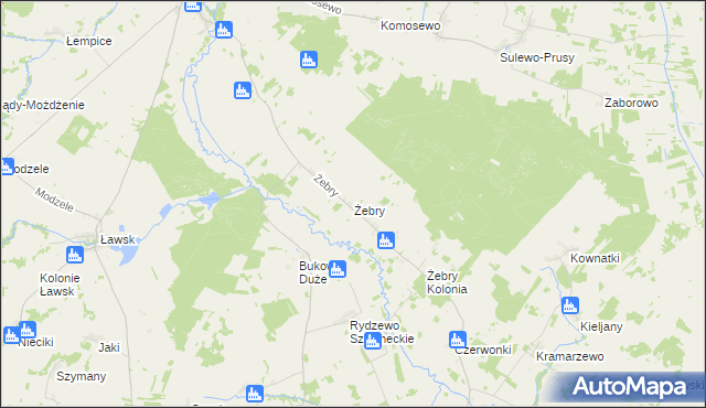 mapa Żebry gmina Wąsosz, Żebry gmina Wąsosz na mapie Targeo