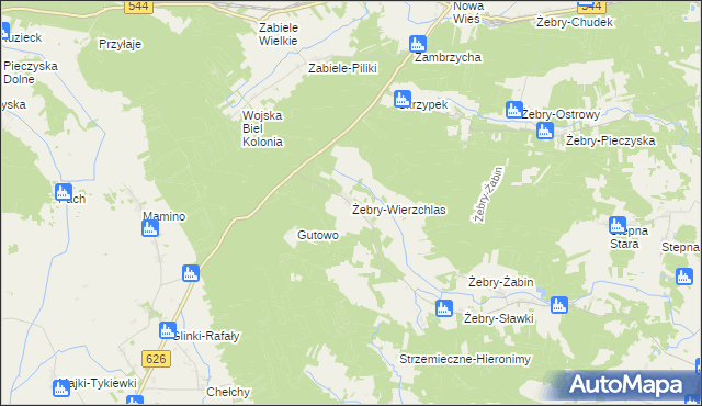 mapa Żebry-Wierzchlas, Żebry-Wierzchlas na mapie Targeo