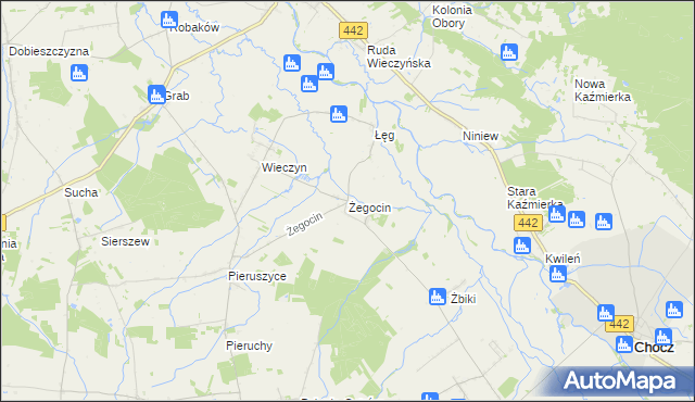 mapa Żegocin gmina Czermin, Żegocin gmina Czermin na mapie Targeo