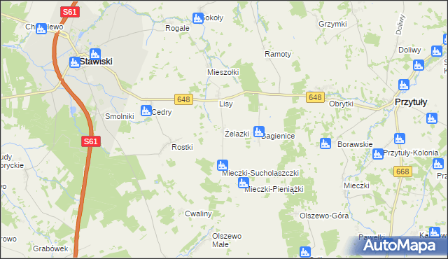 mapa Żelazki gmina Stawiski, Żelazki gmina Stawiski na mapie Targeo