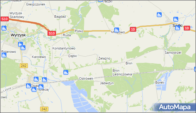mapa Żelazno gmina Wyrzysk, Żelazno gmina Wyrzysk na mapie Targeo