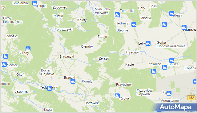 mapa Żelazo gmina Galewice, Żelazo gmina Galewice na mapie Targeo