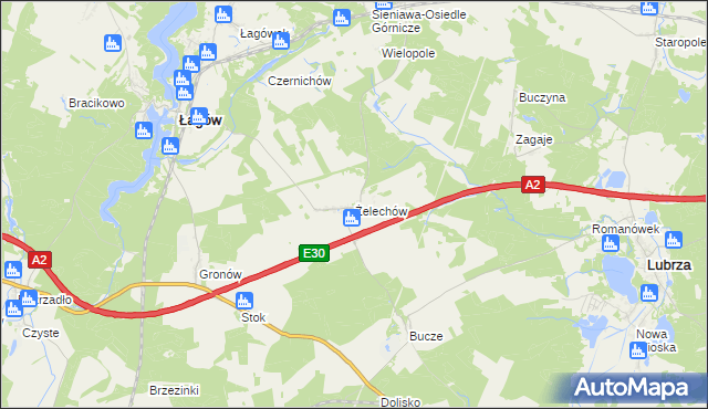 mapa Żelechów gmina Łagów, Żelechów gmina Łagów na mapie Targeo