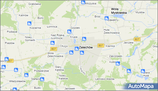 mapa Żelechów powiat garwoliński, Żelechów powiat garwoliński na mapie Targeo