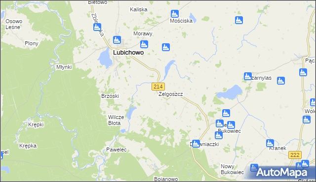 mapa Zelgoszcz gmina Lubichowo, Zelgoszcz gmina Lubichowo na mapie Targeo