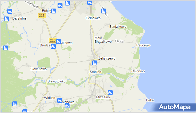 mapa Żelistrzewo, Żelistrzewo na mapie Targeo
