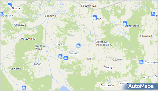 mapa Żeliszew Duży, Żeliszew Duży na mapie Targeo