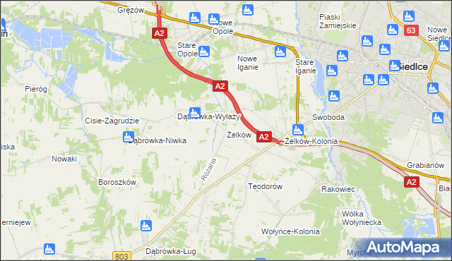 mapa Żelków, Żelków na mapie Targeo