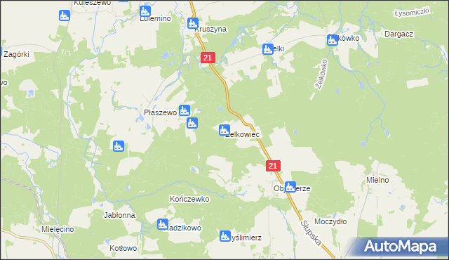 mapa Żelkowiec, Żelkowiec na mapie Targeo