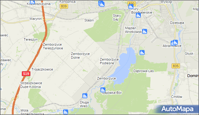 mapa Zemborzyce Podleśne, Zemborzyce Podleśne na mapie Targeo
