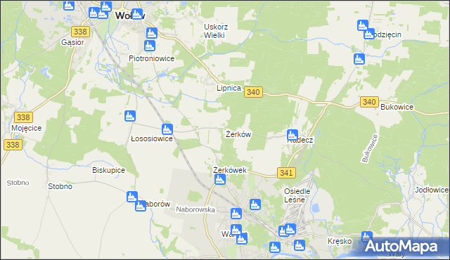 mapa Żerków gmina Brzeg Dolny, Żerków gmina Brzeg Dolny na mapie Targeo