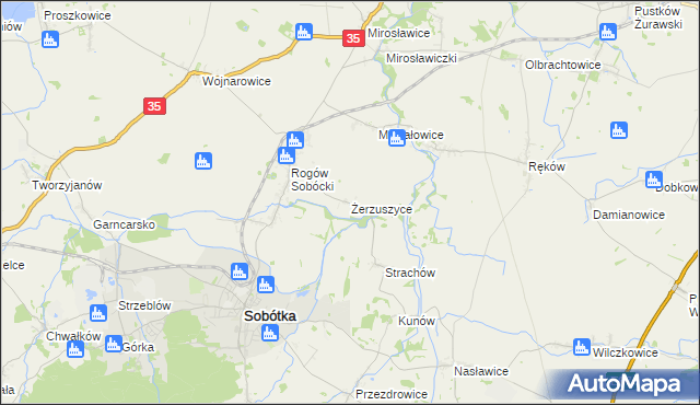 mapa Żerzuszyce, Żerzuszyce na mapie Targeo