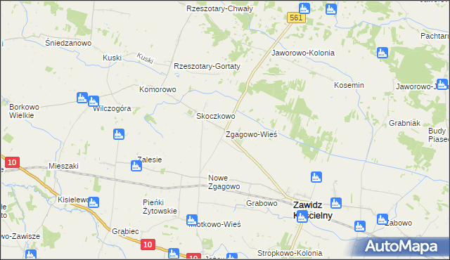 mapa Zgagowo-Wieś, Zgagowo-Wieś na mapie Targeo