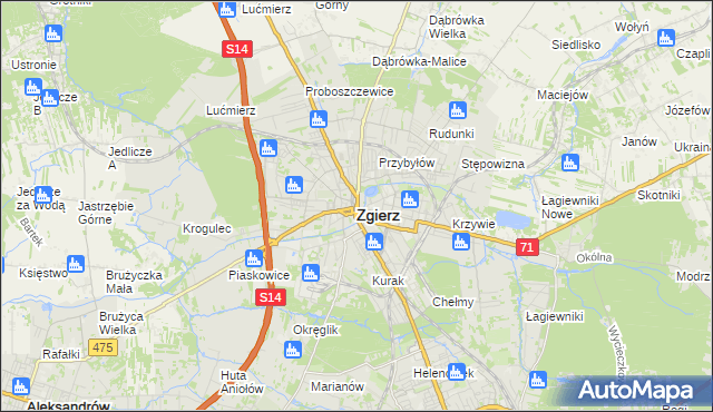 mapa Zgierz, Zgierz na mapie Targeo